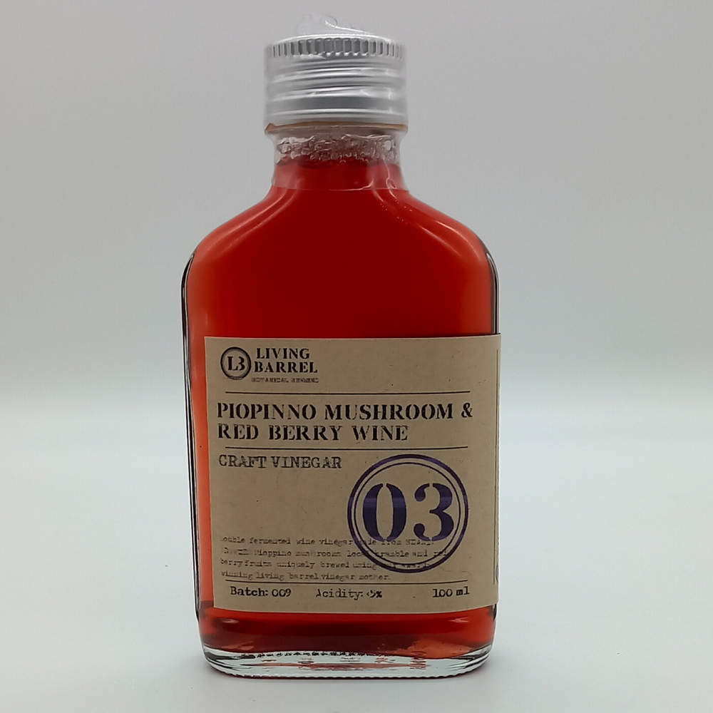 03 Living Barrel- Pioppino Mushroom & Red Berry Wine Vinegar-100 mls